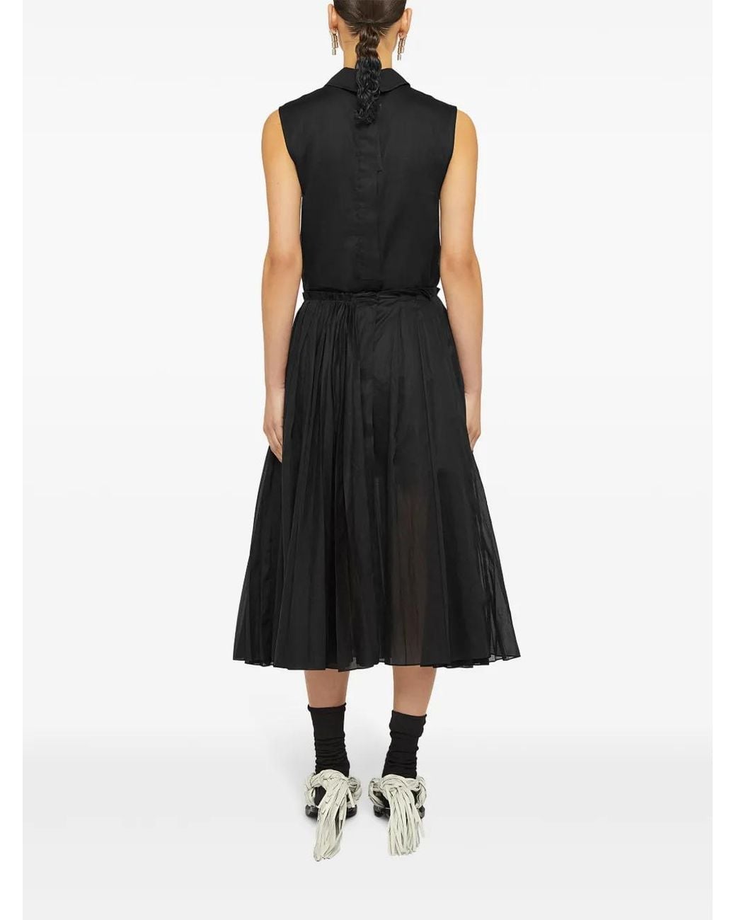 Jil Sander Black Jewel-Clip Cotton Sleeveless Blouse