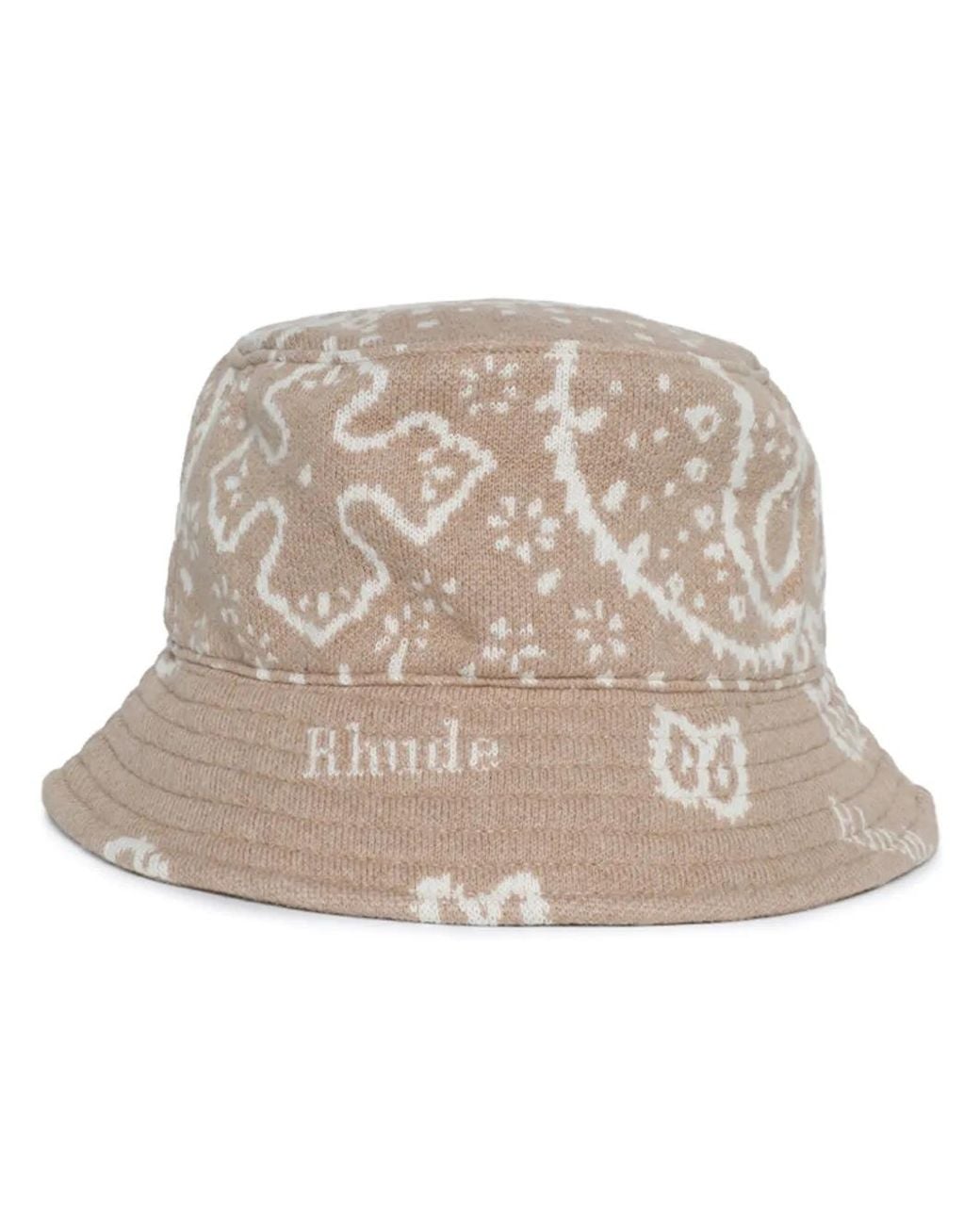Rhude Natural Intarsia-Knit Bucket Hat for men