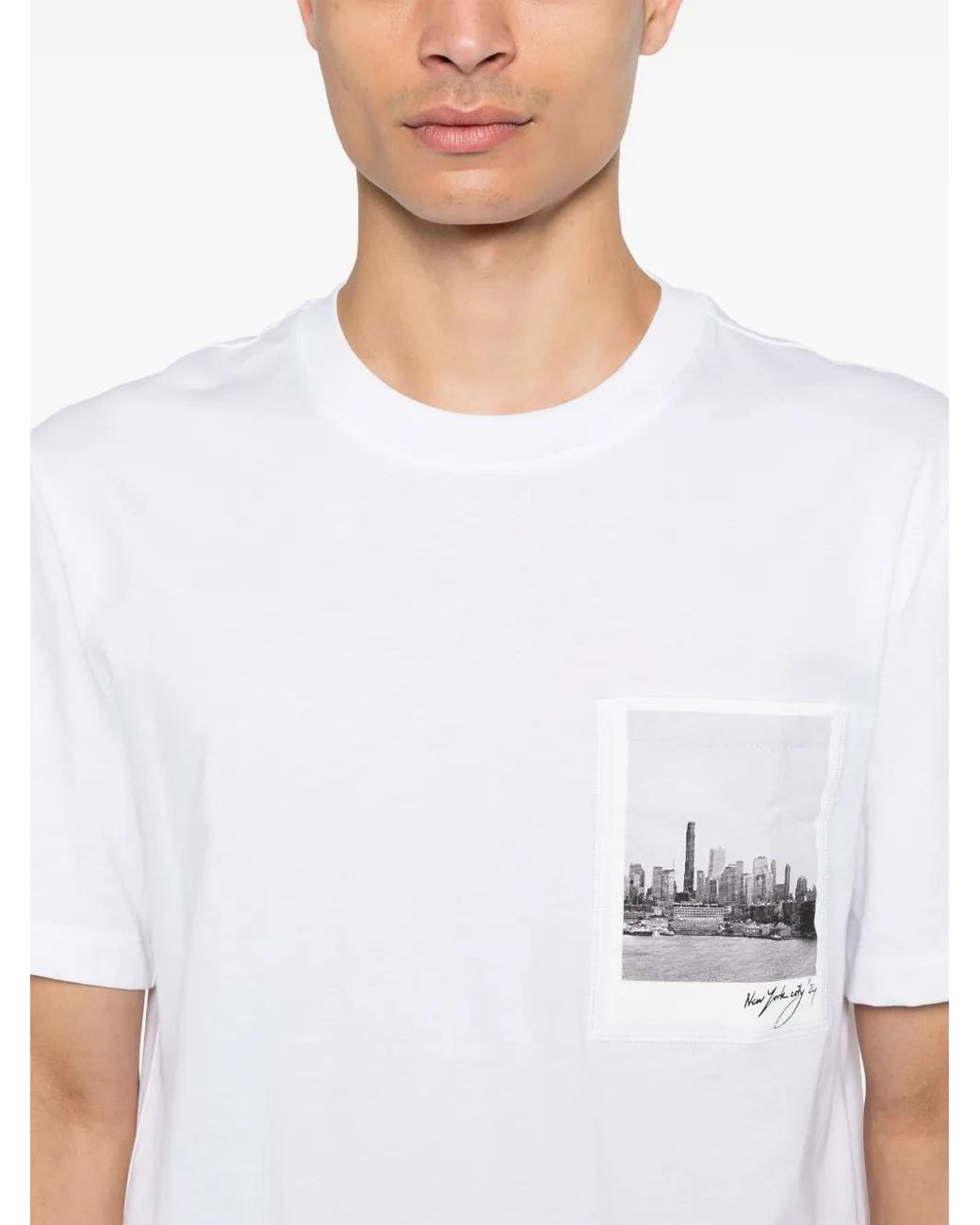 Helmut Lang White Skyline Postcard T-Shirt for men