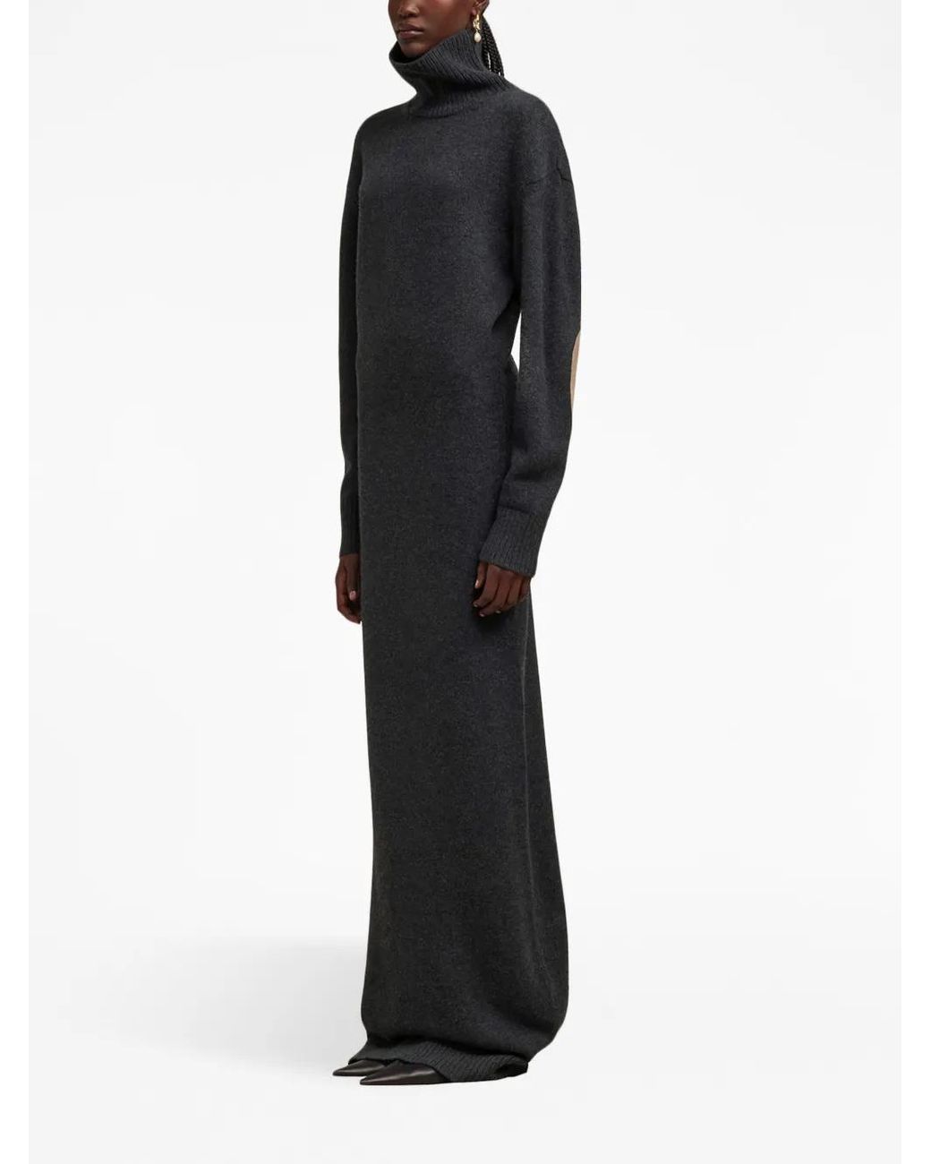 AMI Blue Elbow-Patch Knitted Maxi Dress