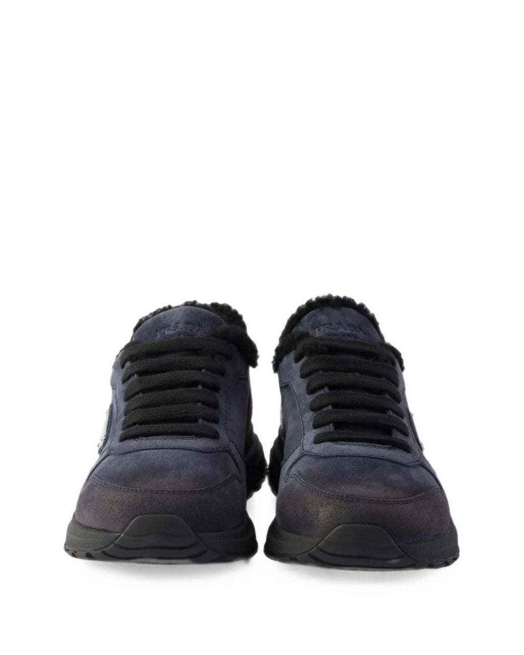 Prada Blue Prax Aged Suede Sneakers for men