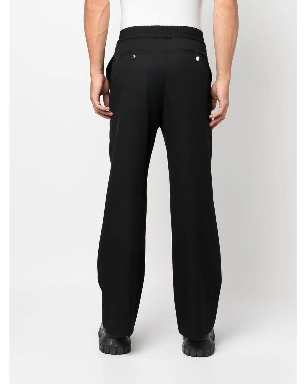 Balmain Black Wide-Leg Virgin-Wool Trousers for men