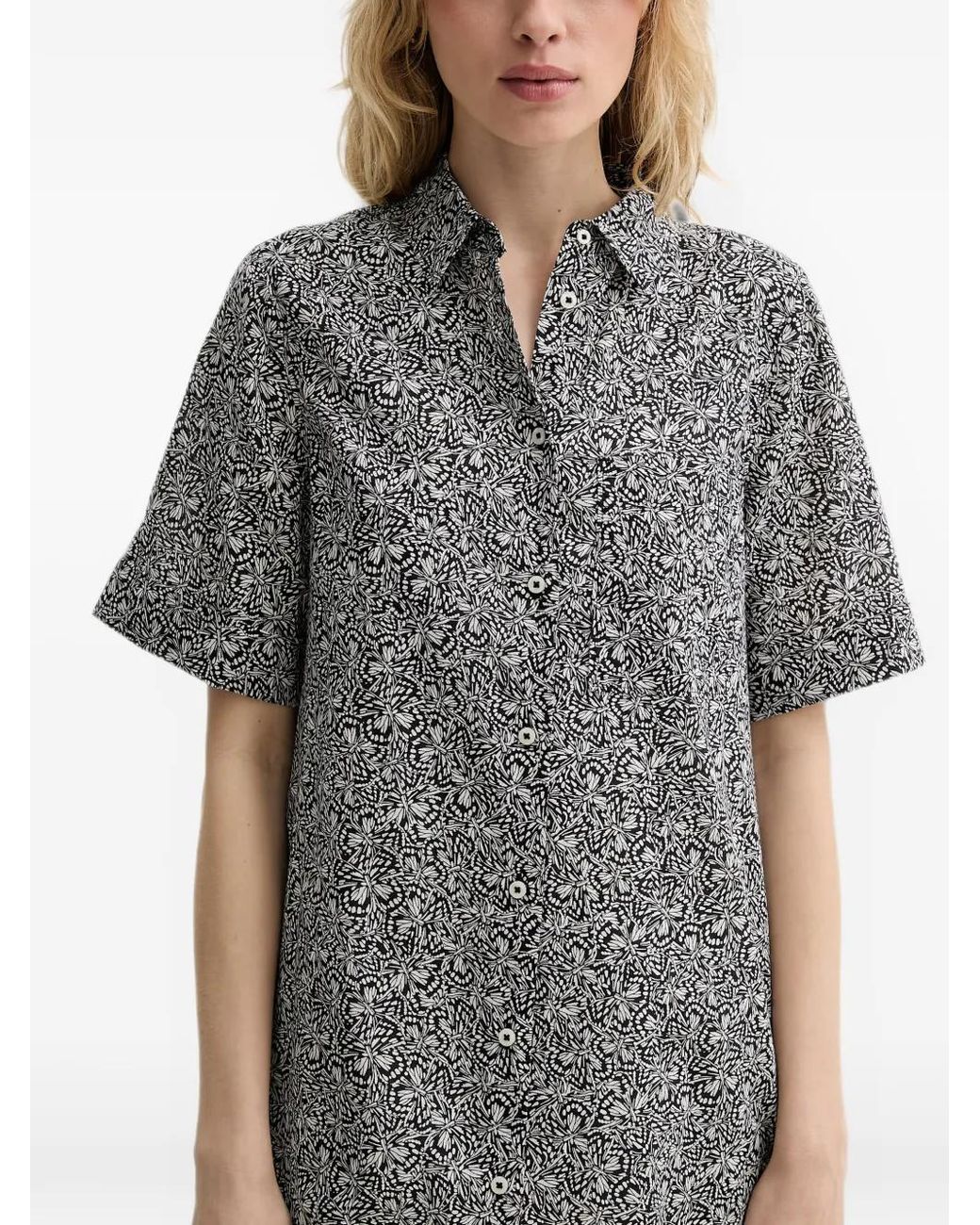 Marc O' Polo Gray Robe-Chemise Mi-Longue À Imprimé Graphique