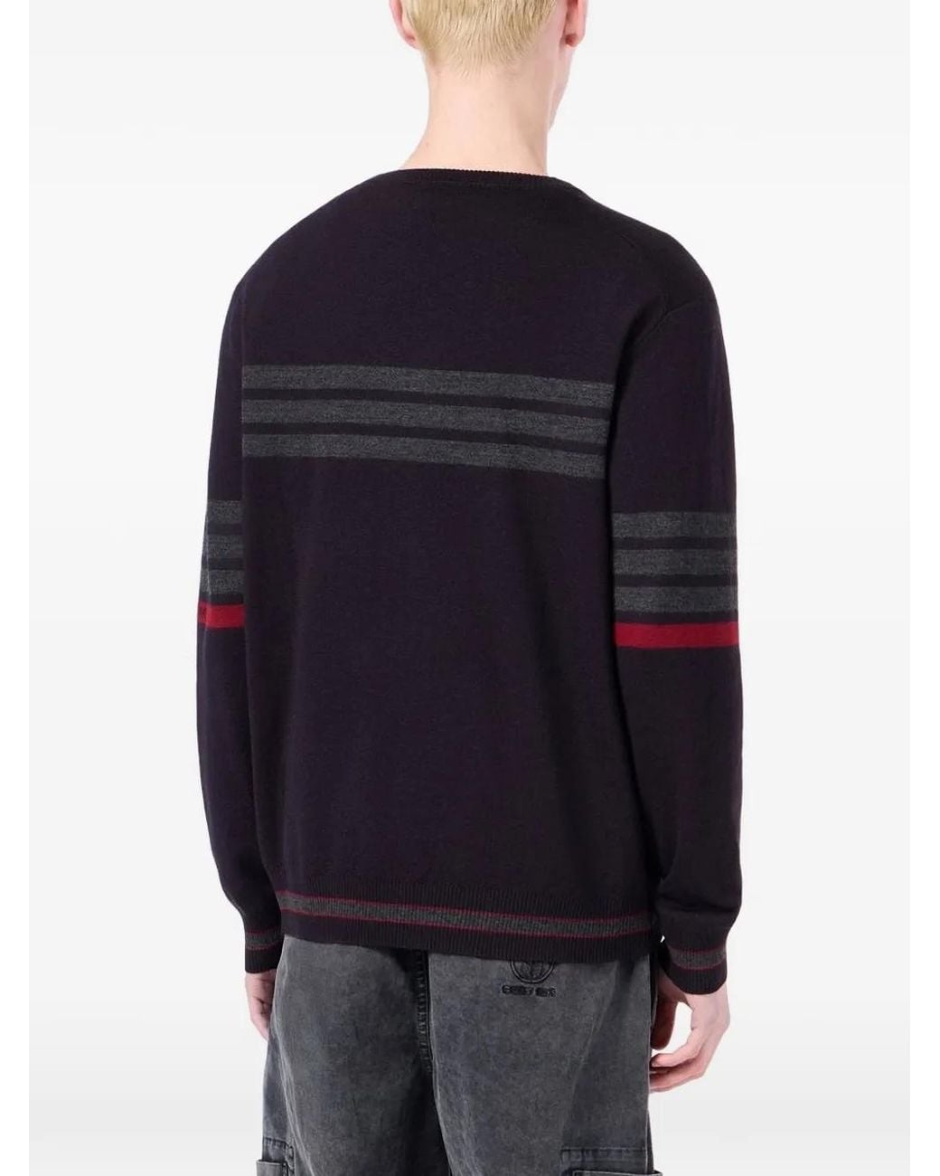 Iceberg Blue Logo-Embroidered Striped Sweater for men