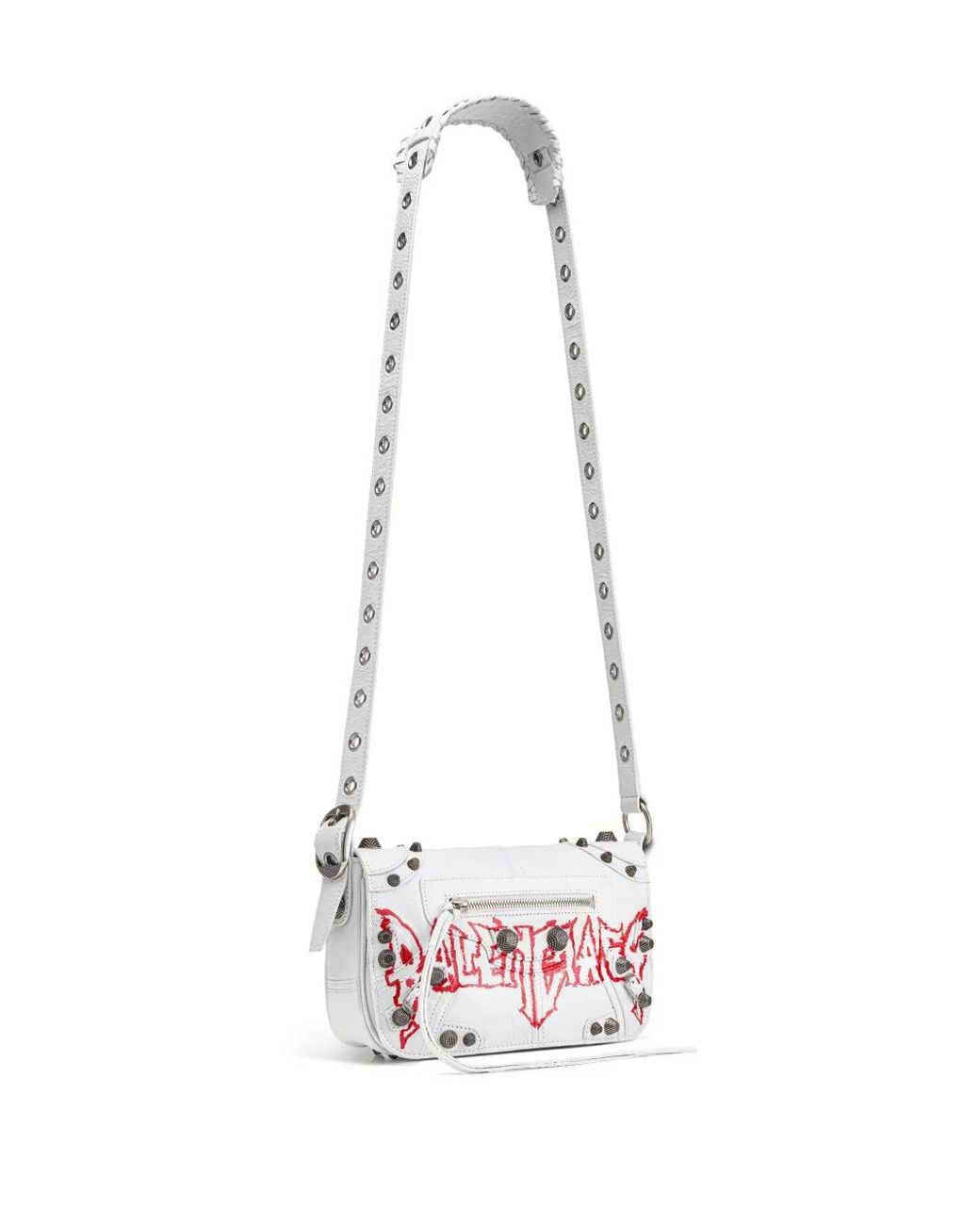Borsa a tracolla Le Cagole XS DIY Metal in pelle bianca di Balenciaga in White da Uomo