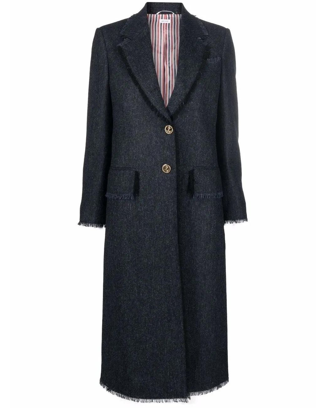 Thom Browne Black Tweed Single-Breasted Coat