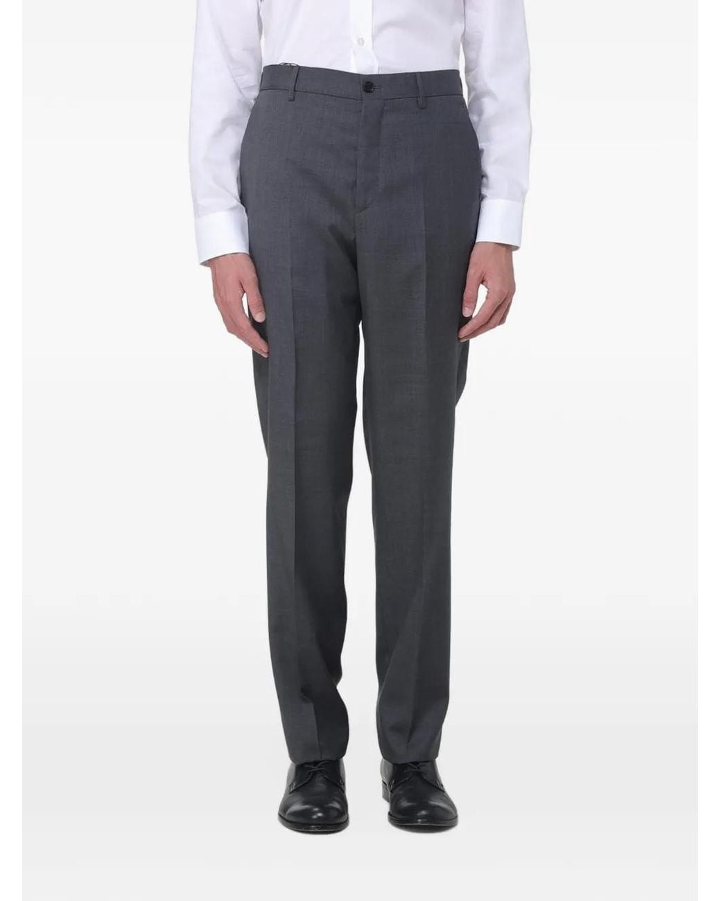 Etro Gray Elasticated-Waist Wool Trousers for men