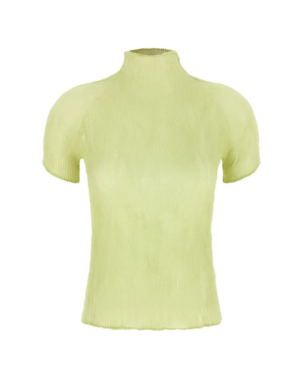 Issey Miyake Yellow Chiffon Twist 1 Pleated Blouse