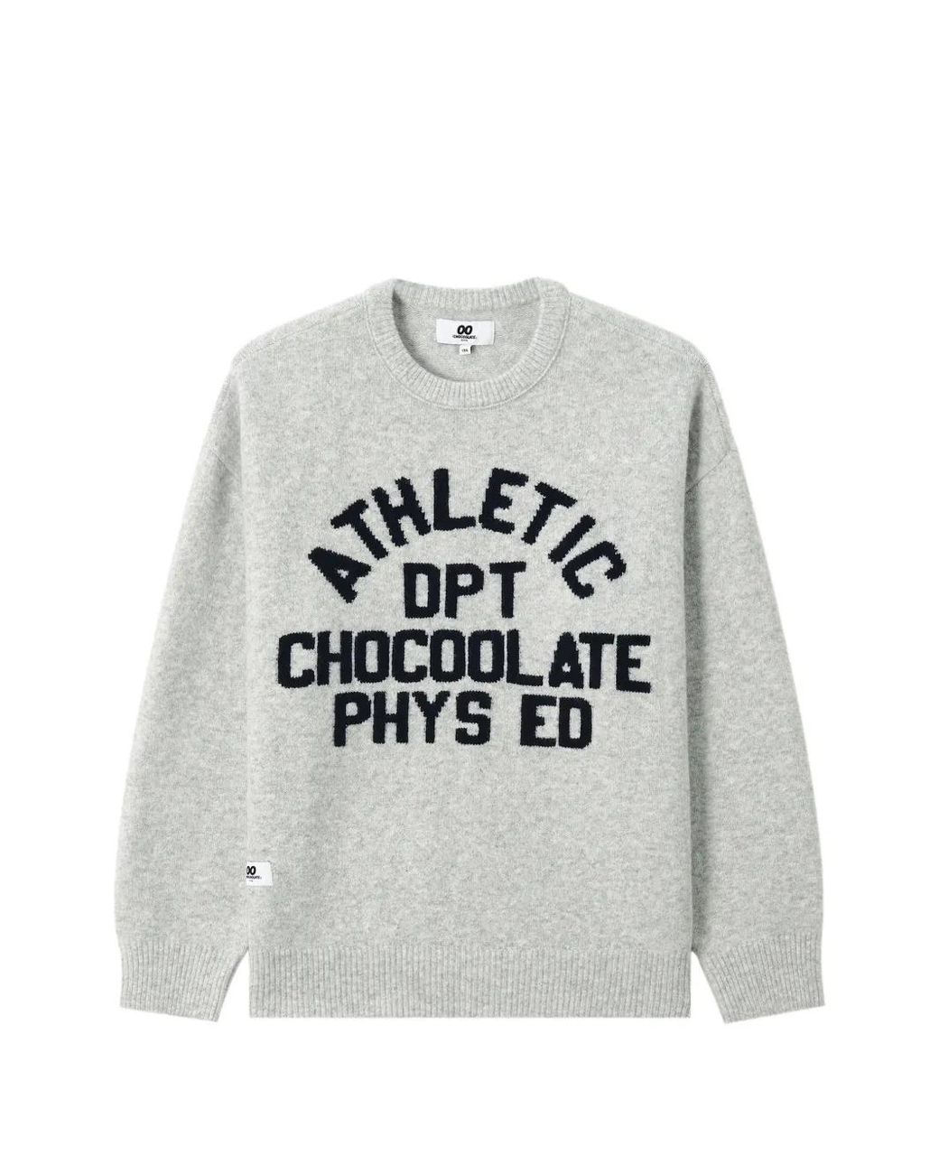 Chocoolate Gray Intarsia-Knit Crew-Neck Sweater for men