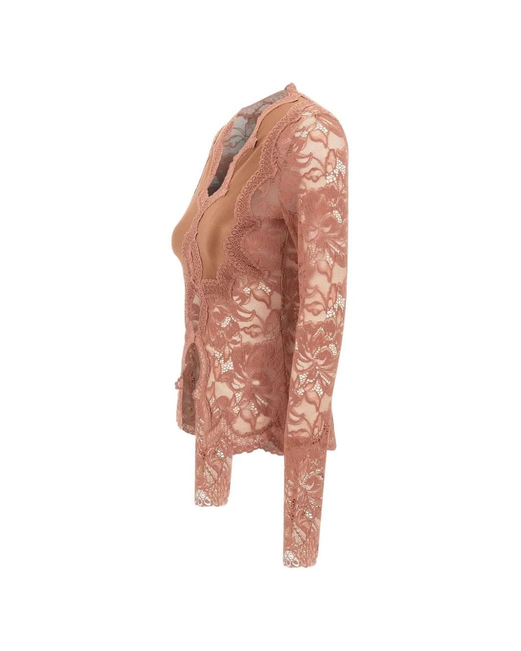 Rabanne Pink Floral-Lace Cut-Out Top