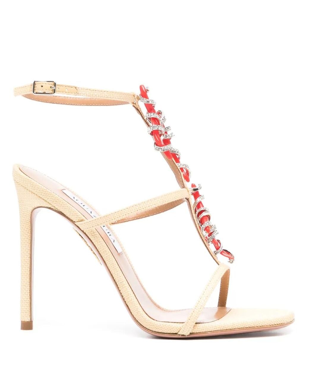 Aquazzura Pink Capri Crush 105Mm Raffia Sandals