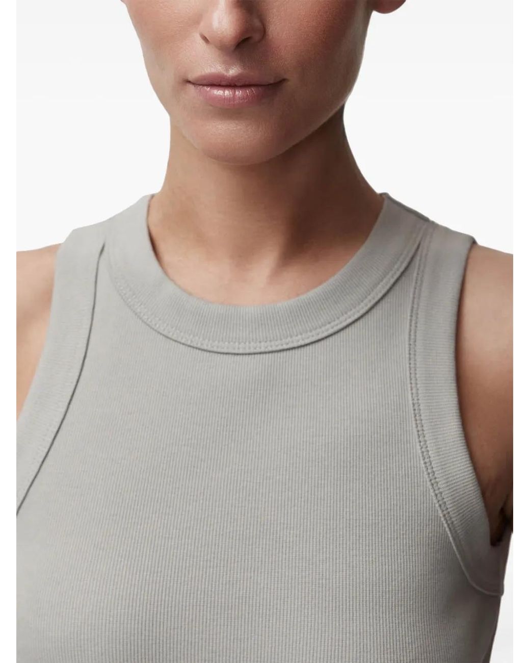 12 STOREEZ Gray Ribbed Cotton Tank Top