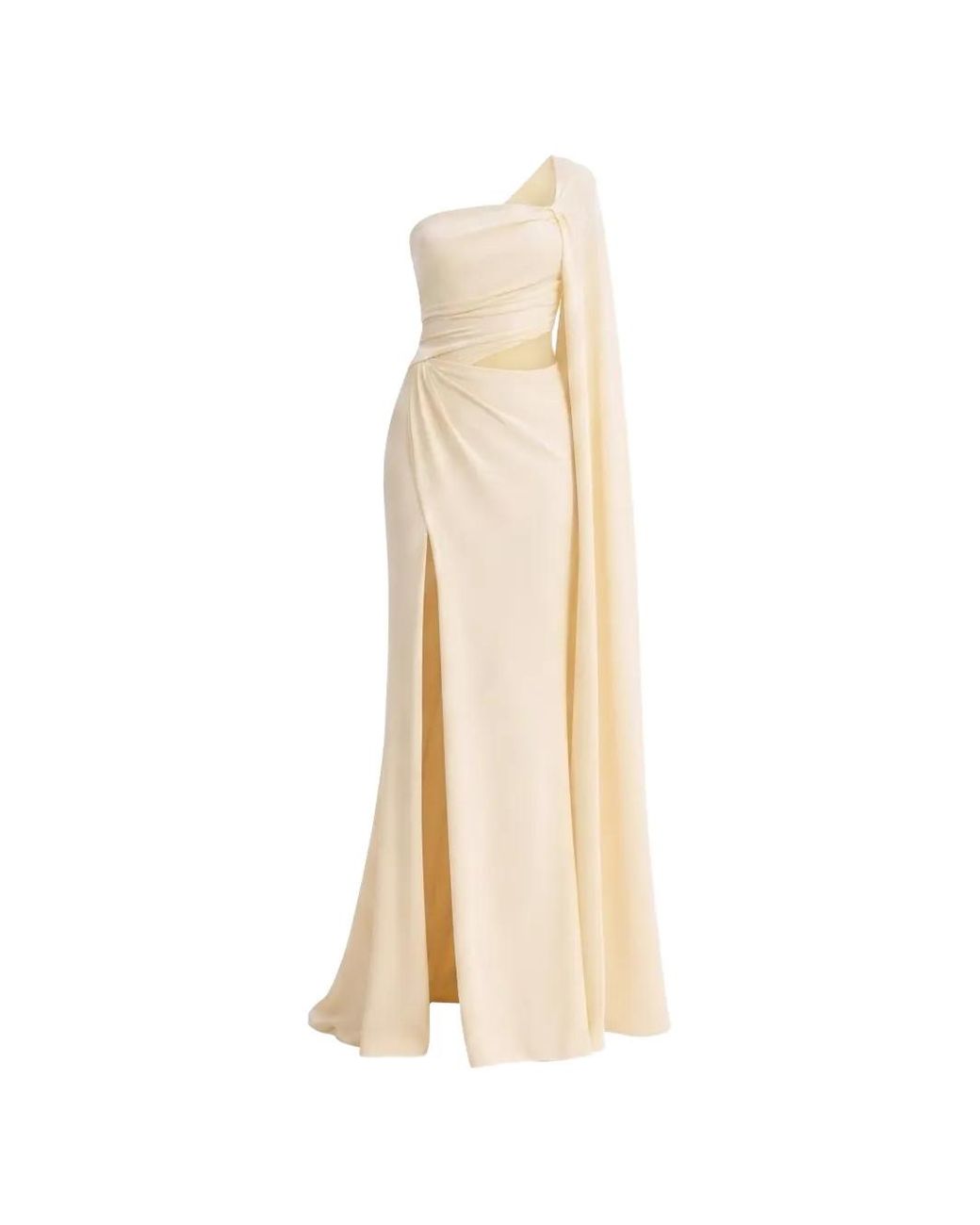 Gemy Maalouf Natural Cut-Out Draped Dress