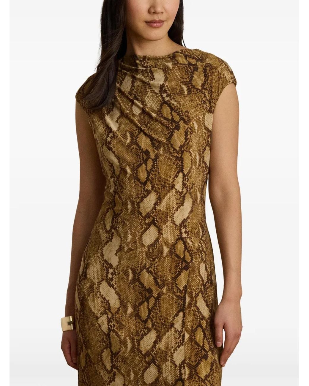 Ralph Lauren Metallic Robe Mi-Longue À Imprimé Peau De Python