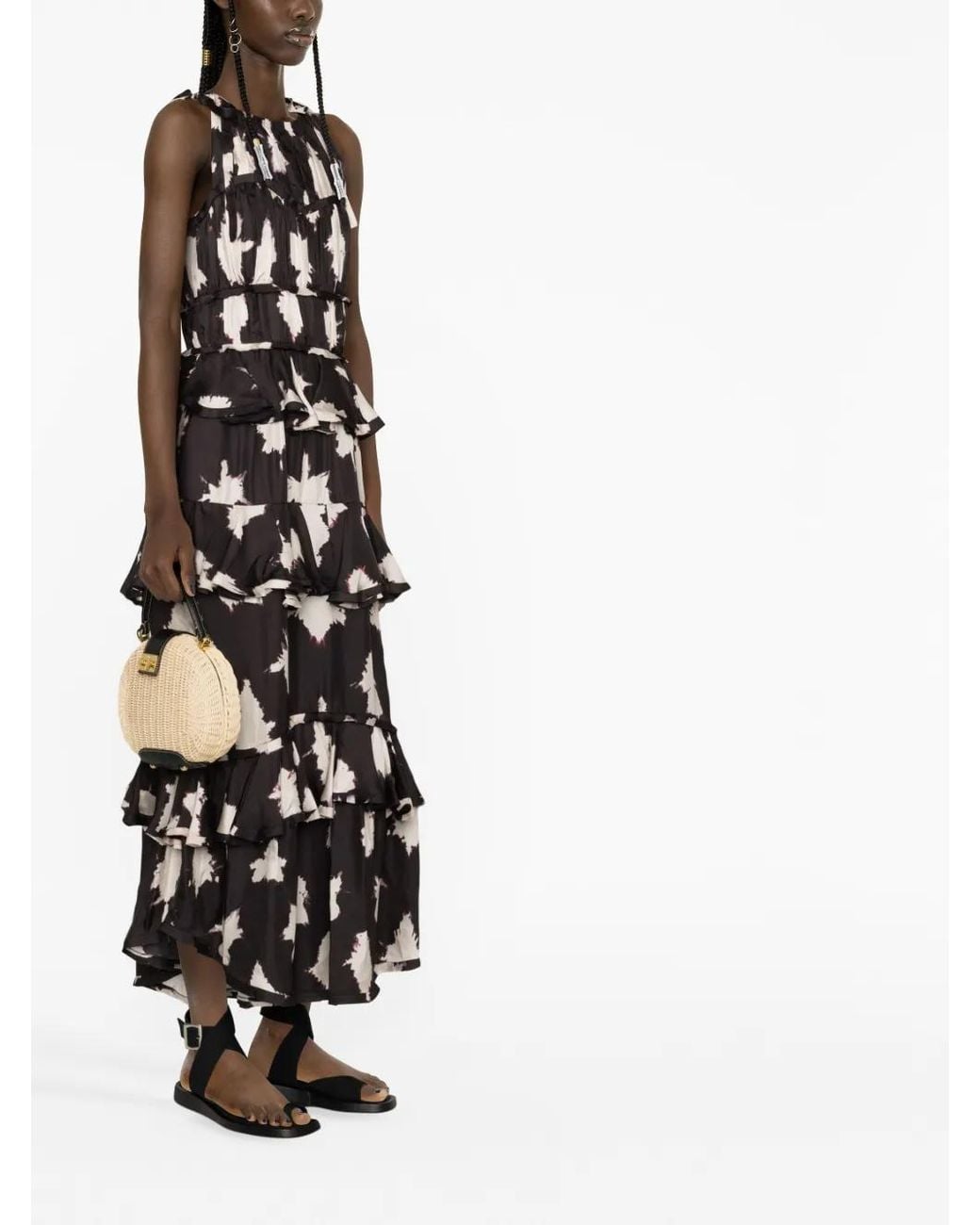 Ulla Johnson Black Serafina Floral Silk Gown