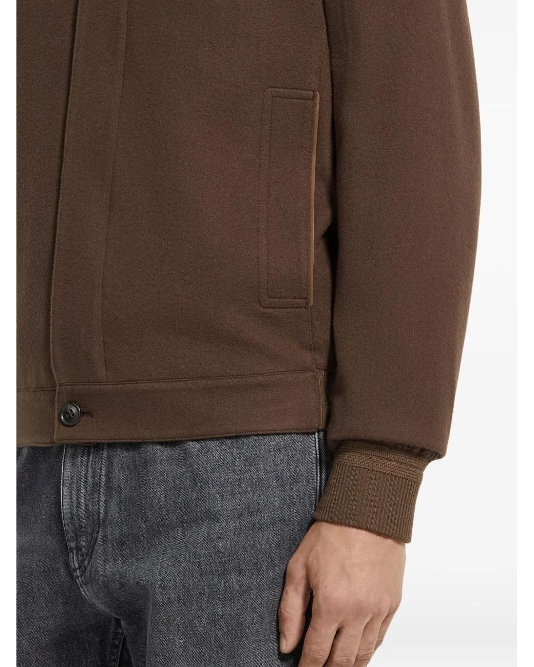 Zegna Brown Oasi-Cashmere Bomber Jacket for men