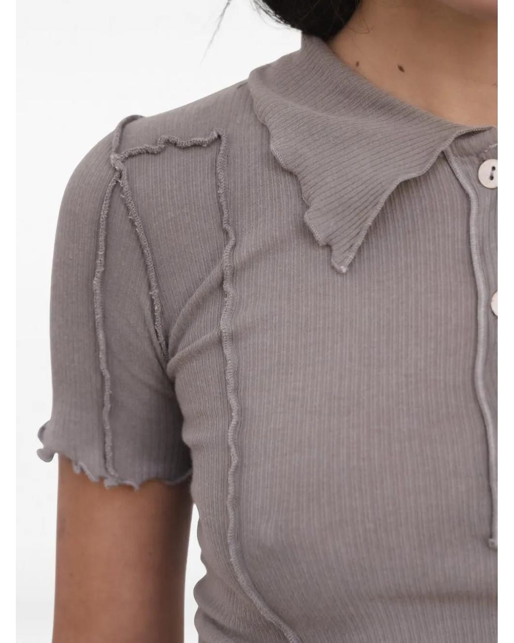 Baserange Omato Geribbeld Poloshirt in het Gray