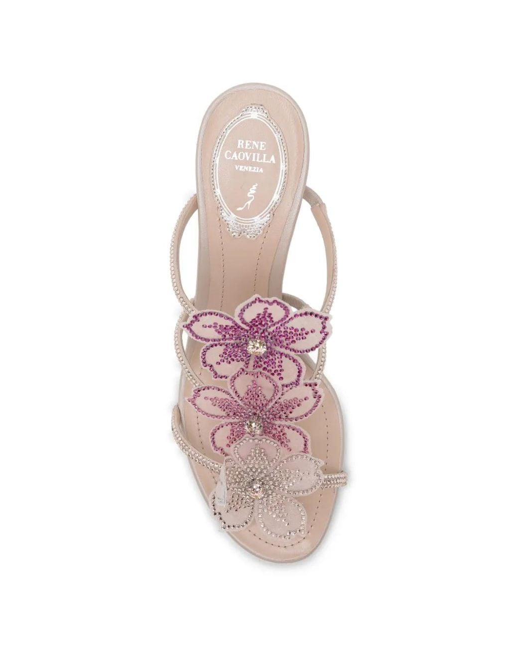 Rene Caovilla Pink Peach Flower Sandals