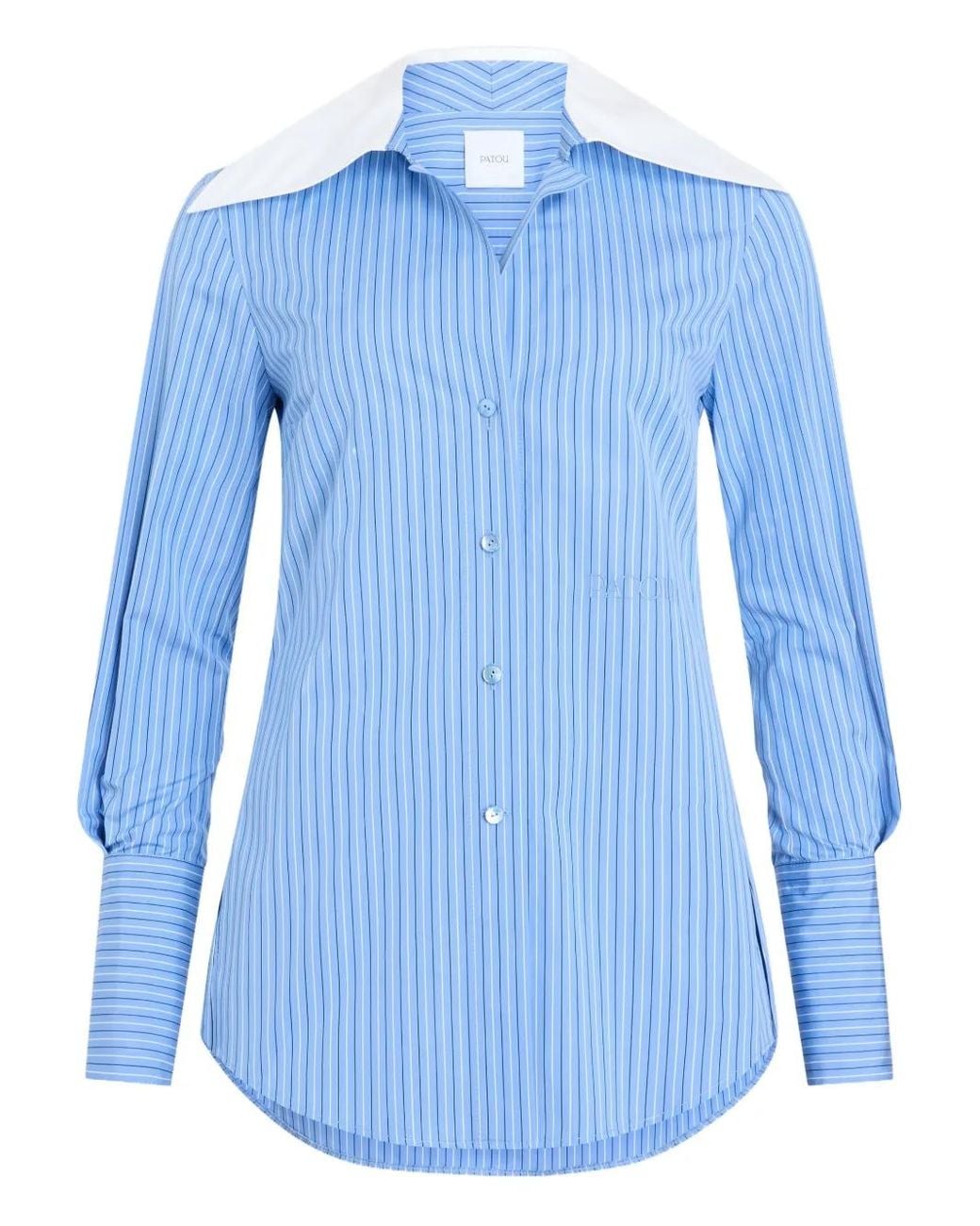 Patou Blue Chemise Rayée À Col Oversize