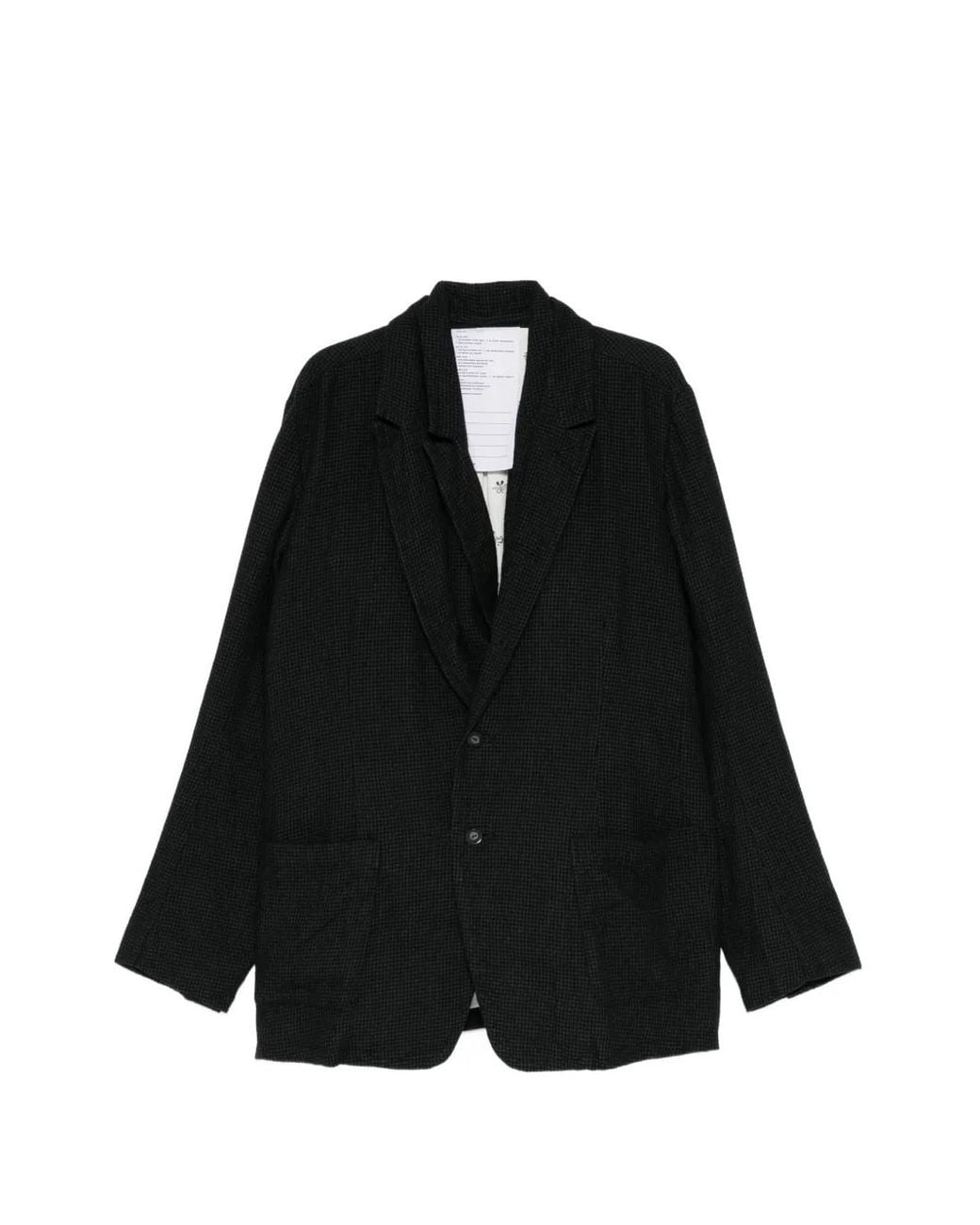 Nude:mm Black Houndstooth-Pattern Layered Blazer for men