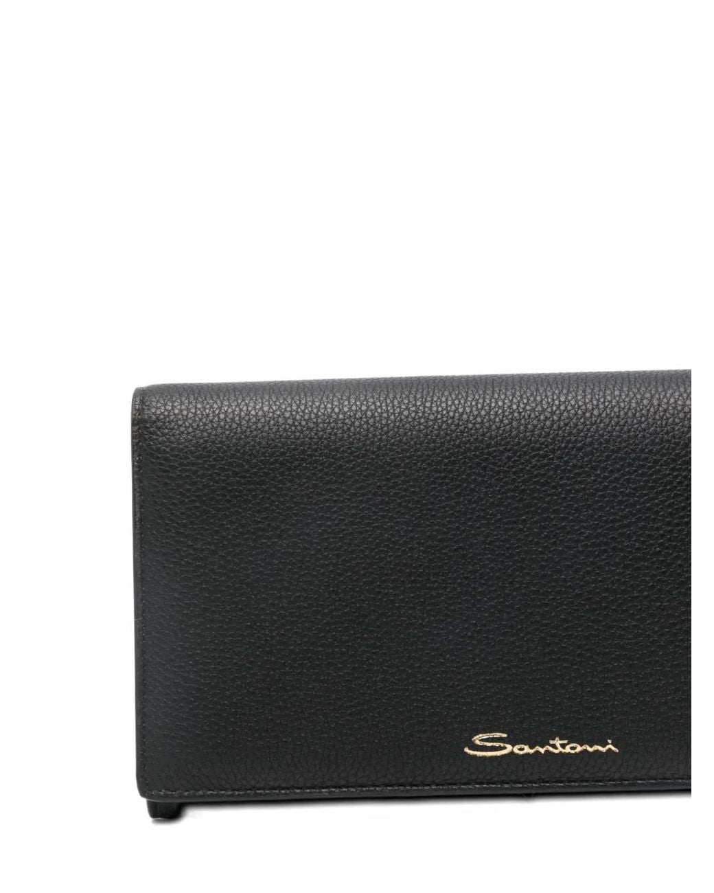Santoni Black Leather Wallet