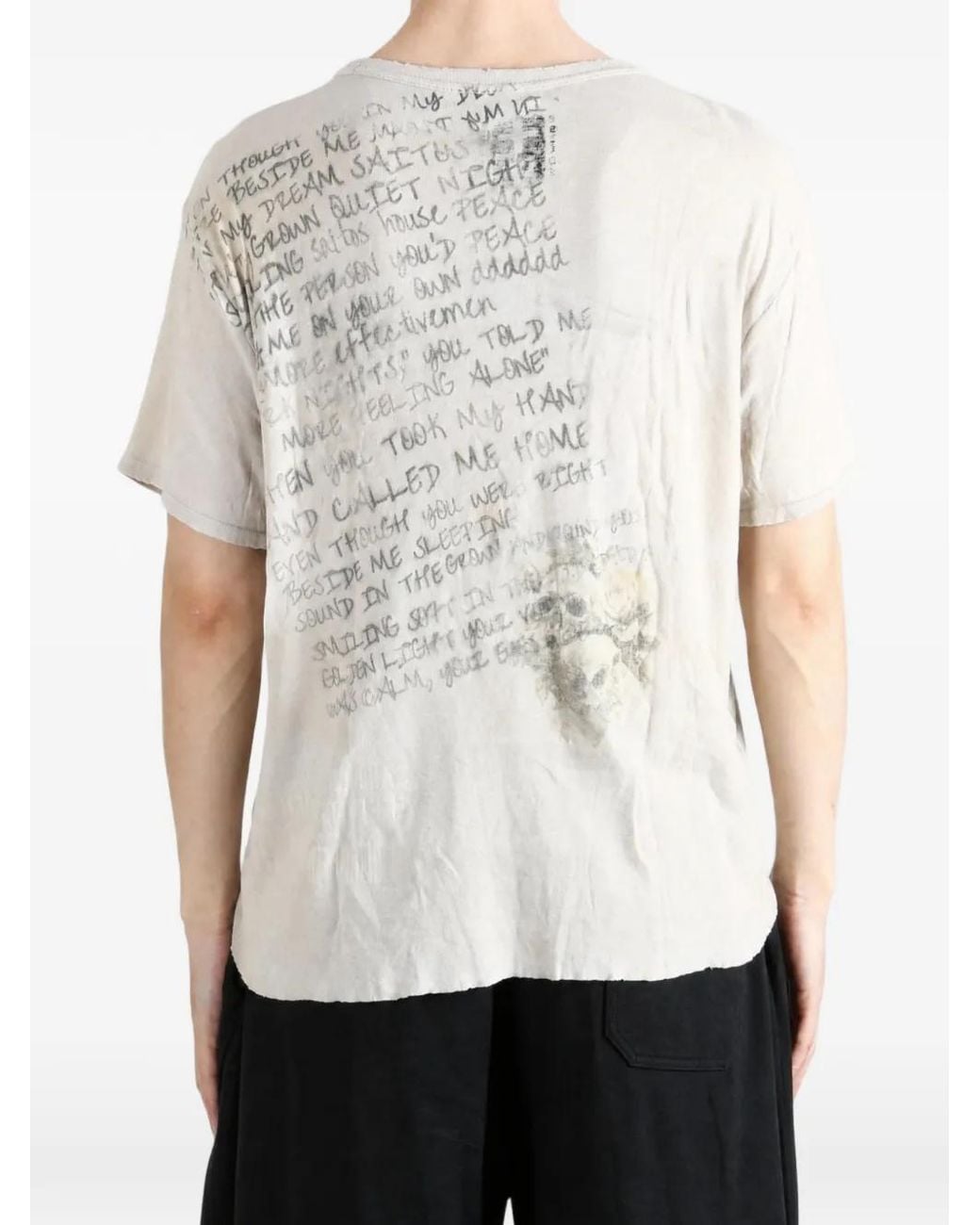 SAITOS White Faded Crusade Distressed T-Shirt