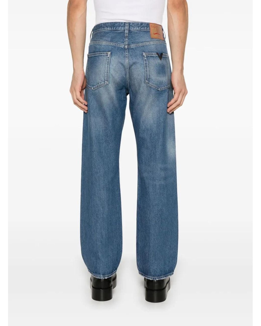 Valentino Garavani Blue Logo-Patch Jeans for men