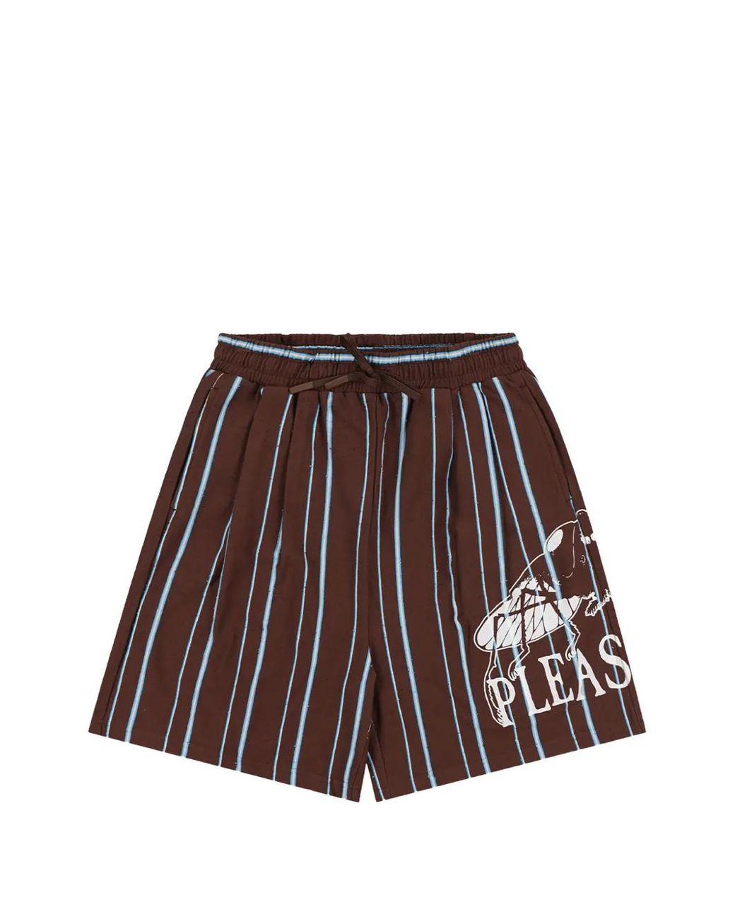 Pleasures Brown Teleport Stripe-Print Shorts for men