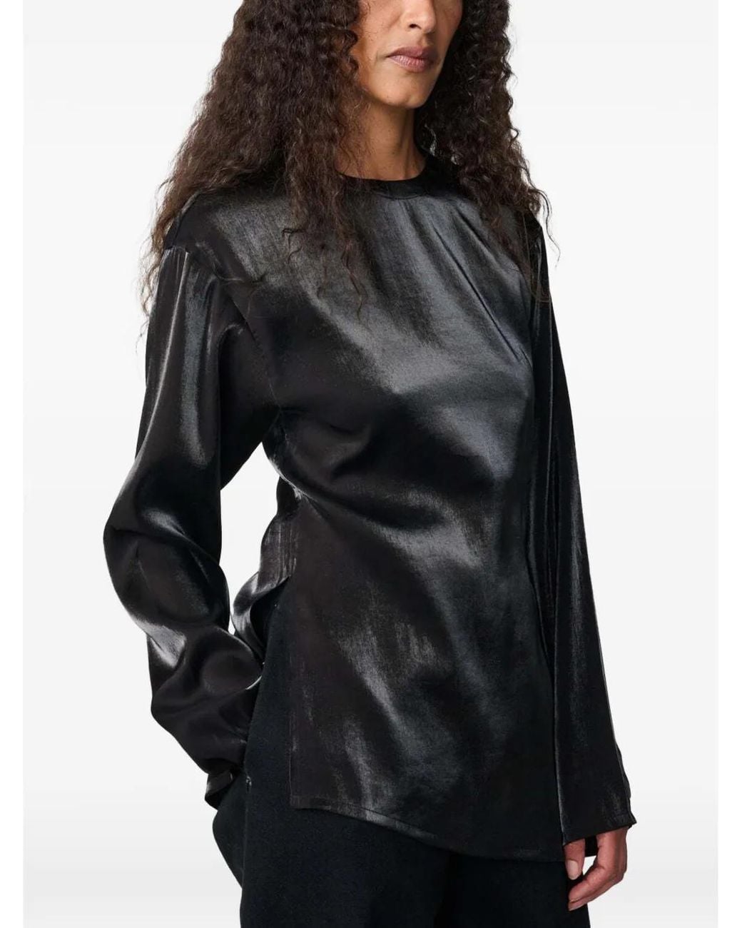 Studio Nicholson Black Cecile Asymmetric-Hem Top
