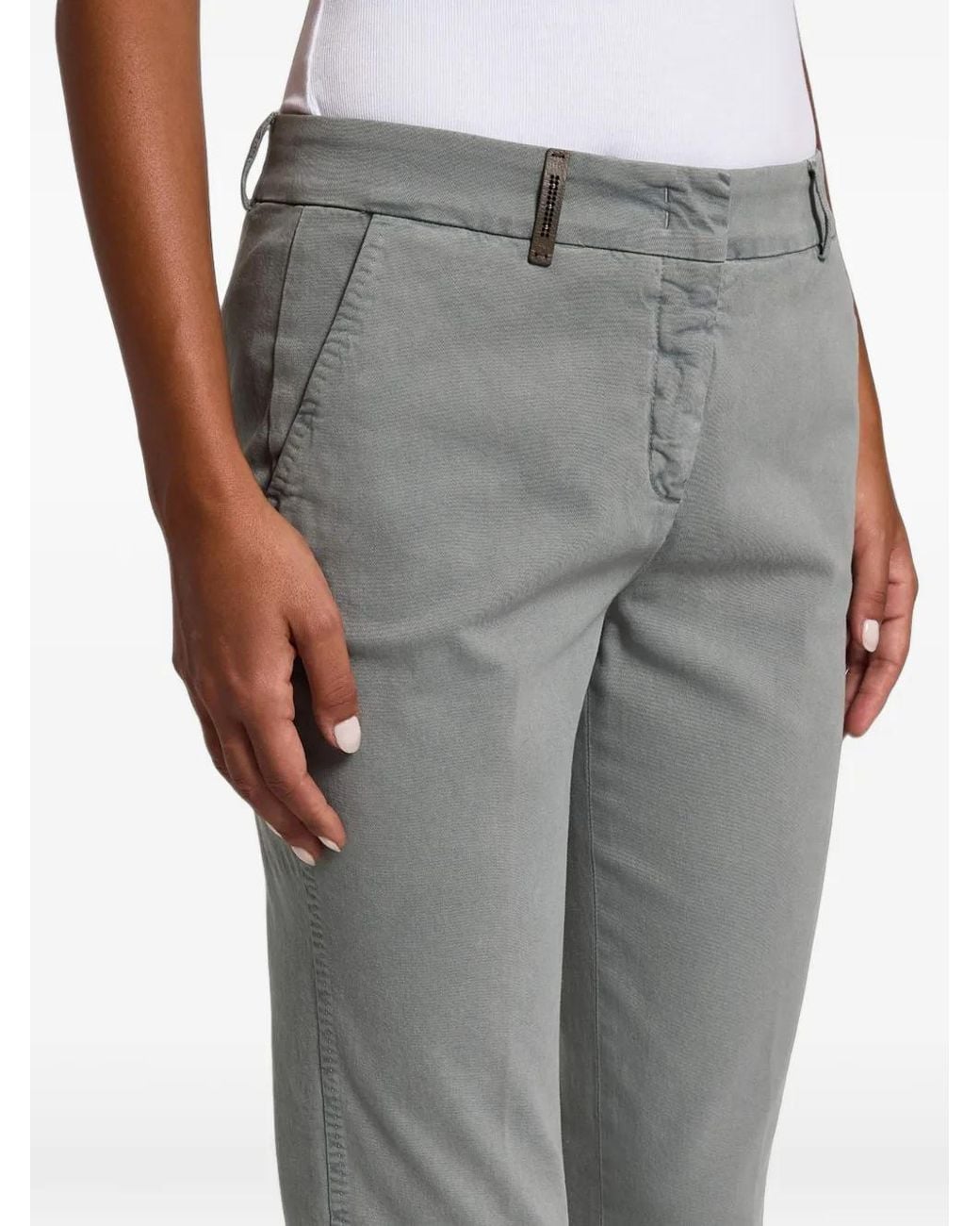 Peserico Gray Pressed-Crease Cropped Trousers