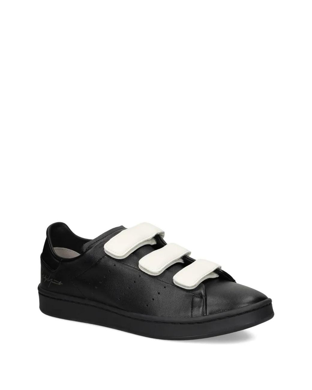 Y-3 Black Leather Strap Sneakers