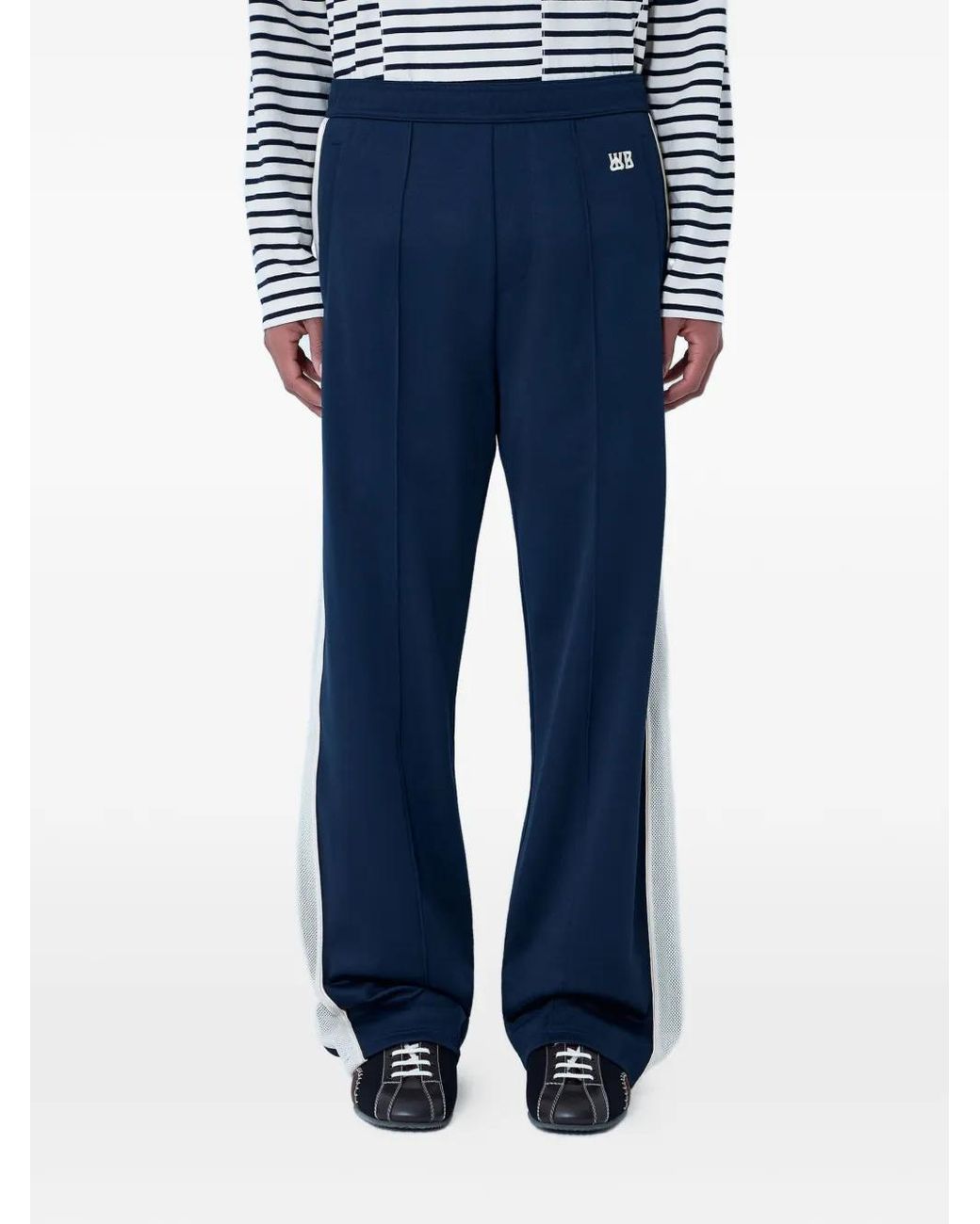 Wales Bonner Blue Motion Side-Stripe Track Pants for men