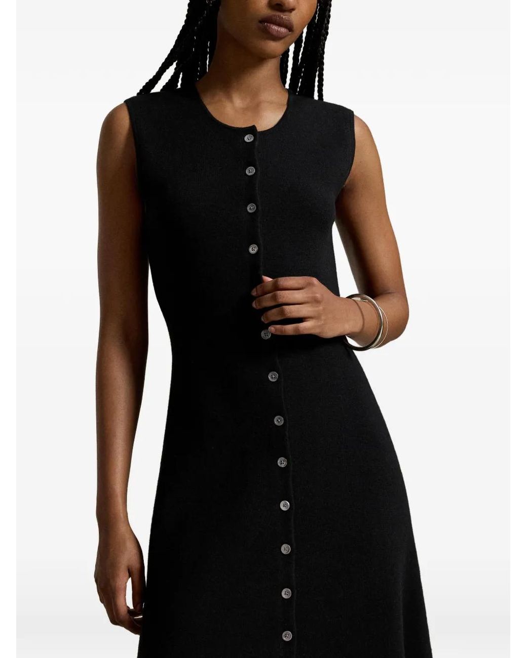 Polo Ralph Lauren Black Sleeveless Buttoned Midi Dress