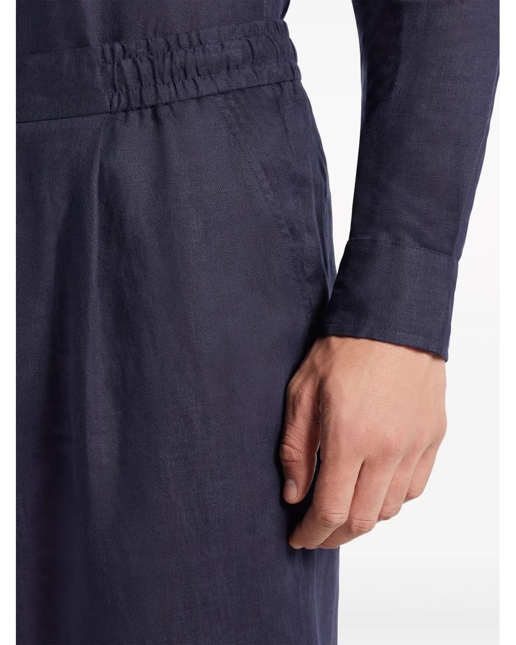 CHE Blue Slim-Fit Linen Trousers for men