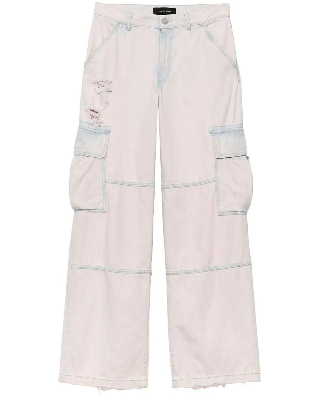 Purple Brand Multicolor Bleached-Effect Cargo Jeans