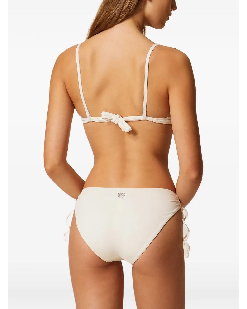 Twinset White Bikini Briefs With Drawstring