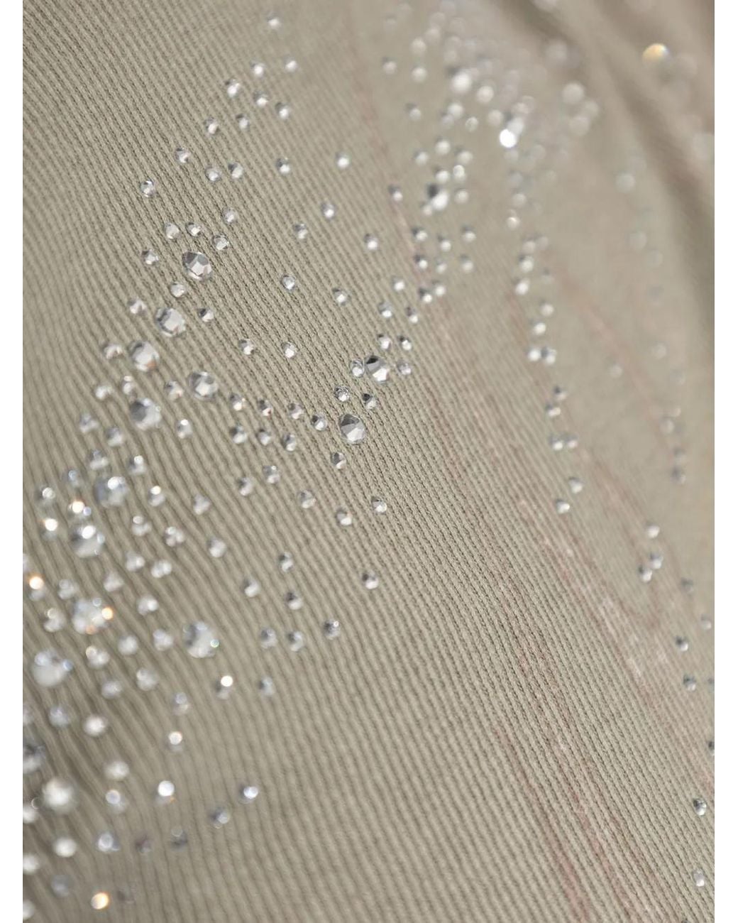DIESEL White Draped Long-Sleeved Top With Sparkling Embellishment