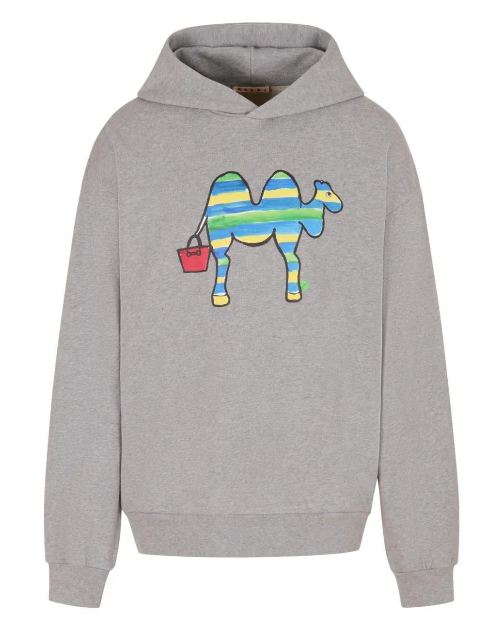 Marni Gray Logo-Printed Hoodie for men