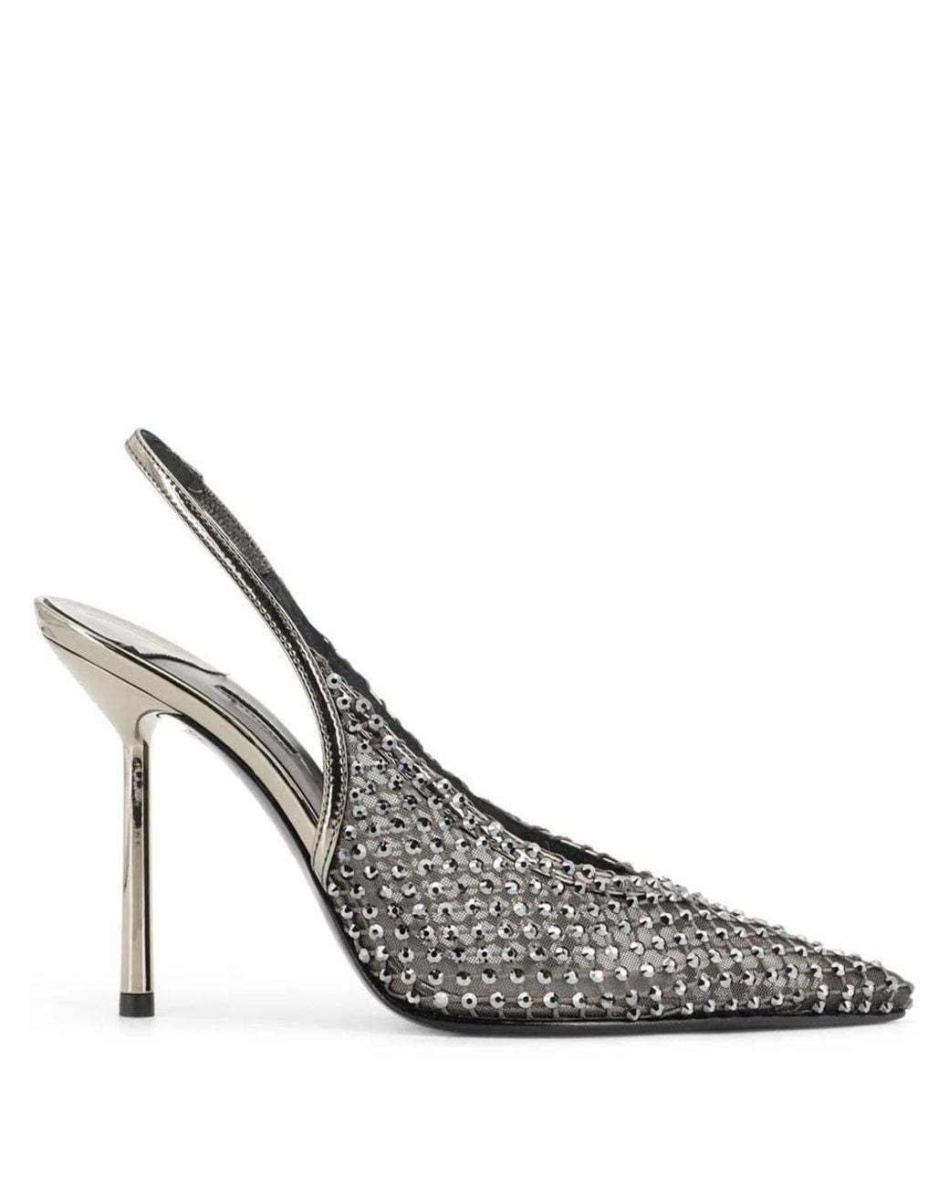 Le Silla White 100Mm Gilda Crystal-Embellished Slingback Pumps