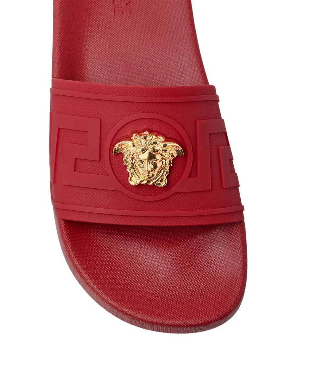 Versace Red Claquettes La Medusa En Caoutchouc for men