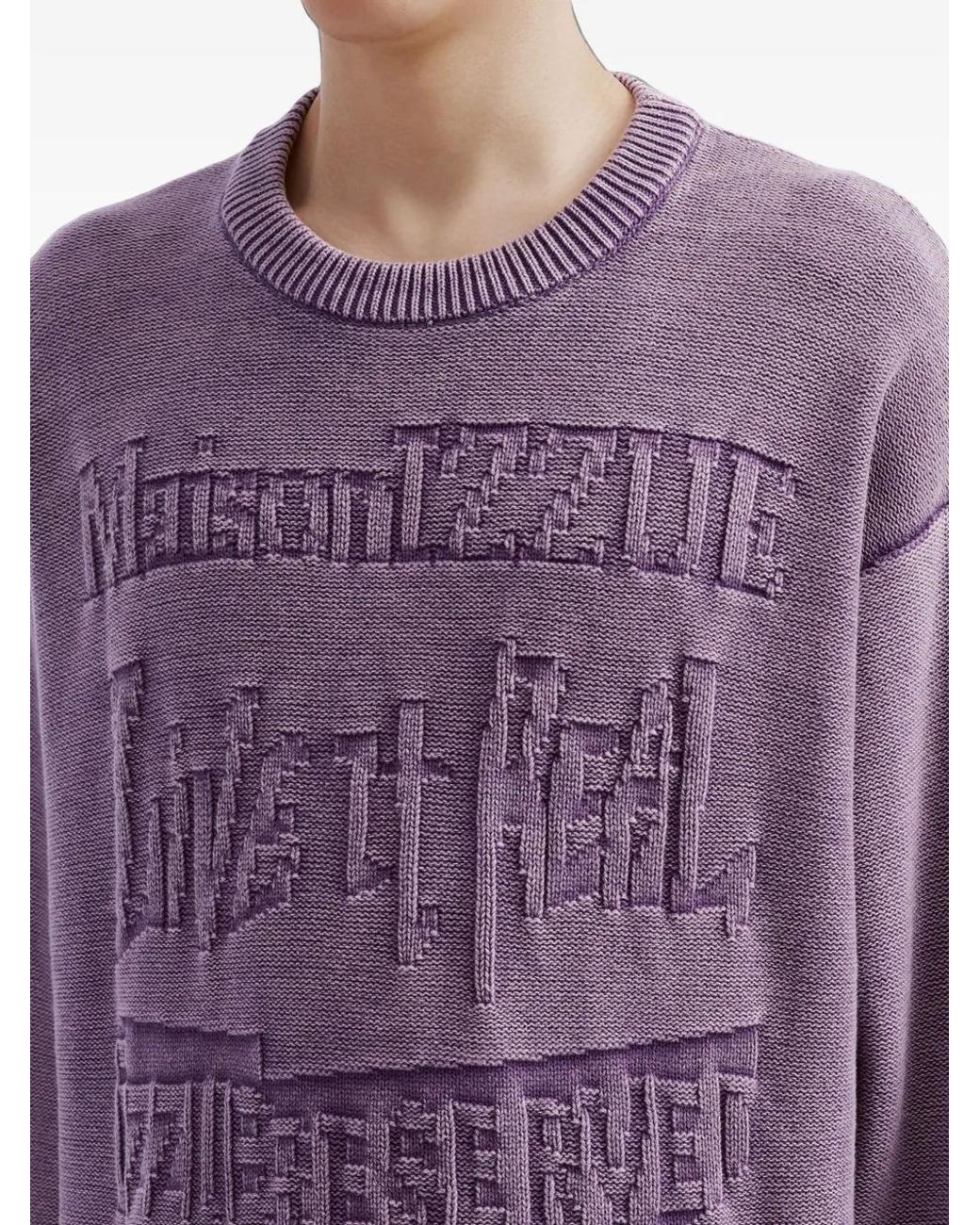Izzue Purple Logo-Embossed Cotton Sweater for men