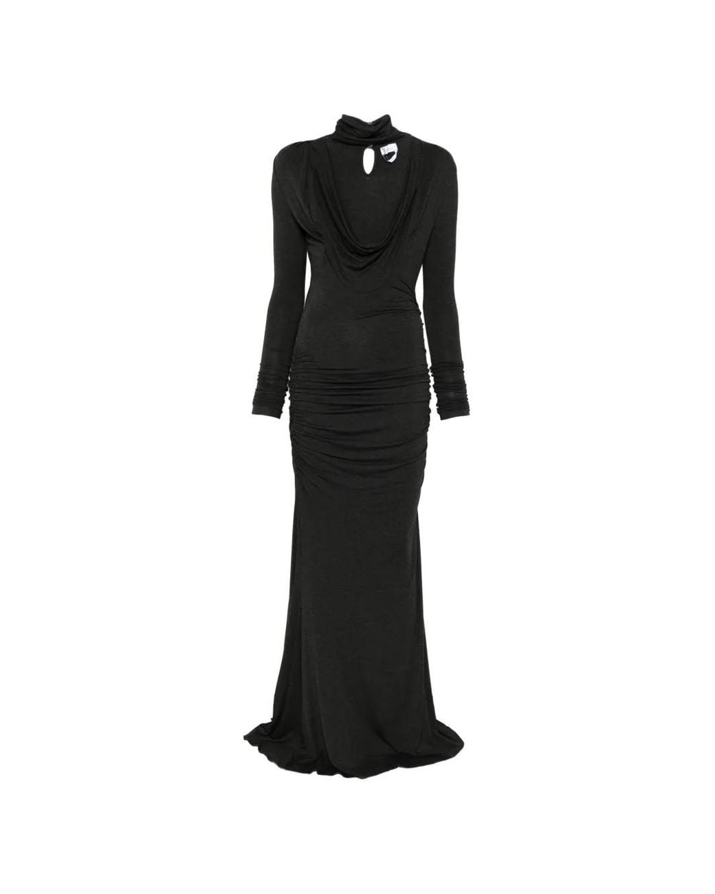 Blumarine Black Turtleneck Draped Dress