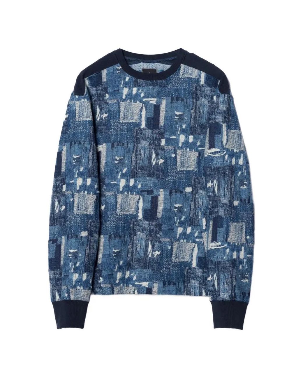Maharishi Blue Mahaboro Patchwork-Effect Long-Sleeve Sweatshirt for men
