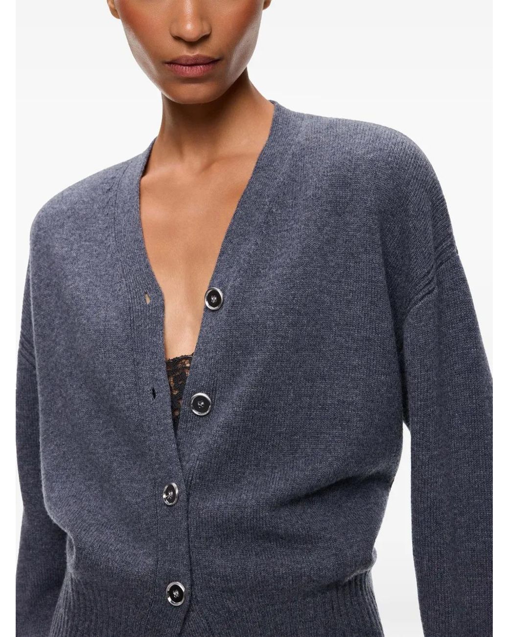 Pinko Blue Wool And Cashmere Cardigan