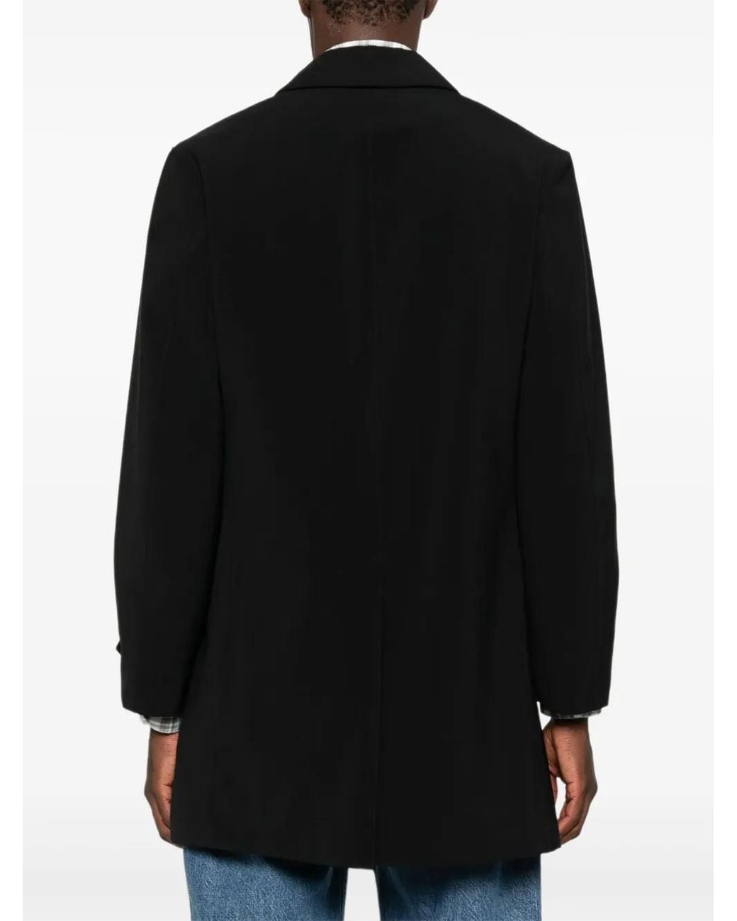 Aspesi Black Buttoned Single-Breasted Coat for men