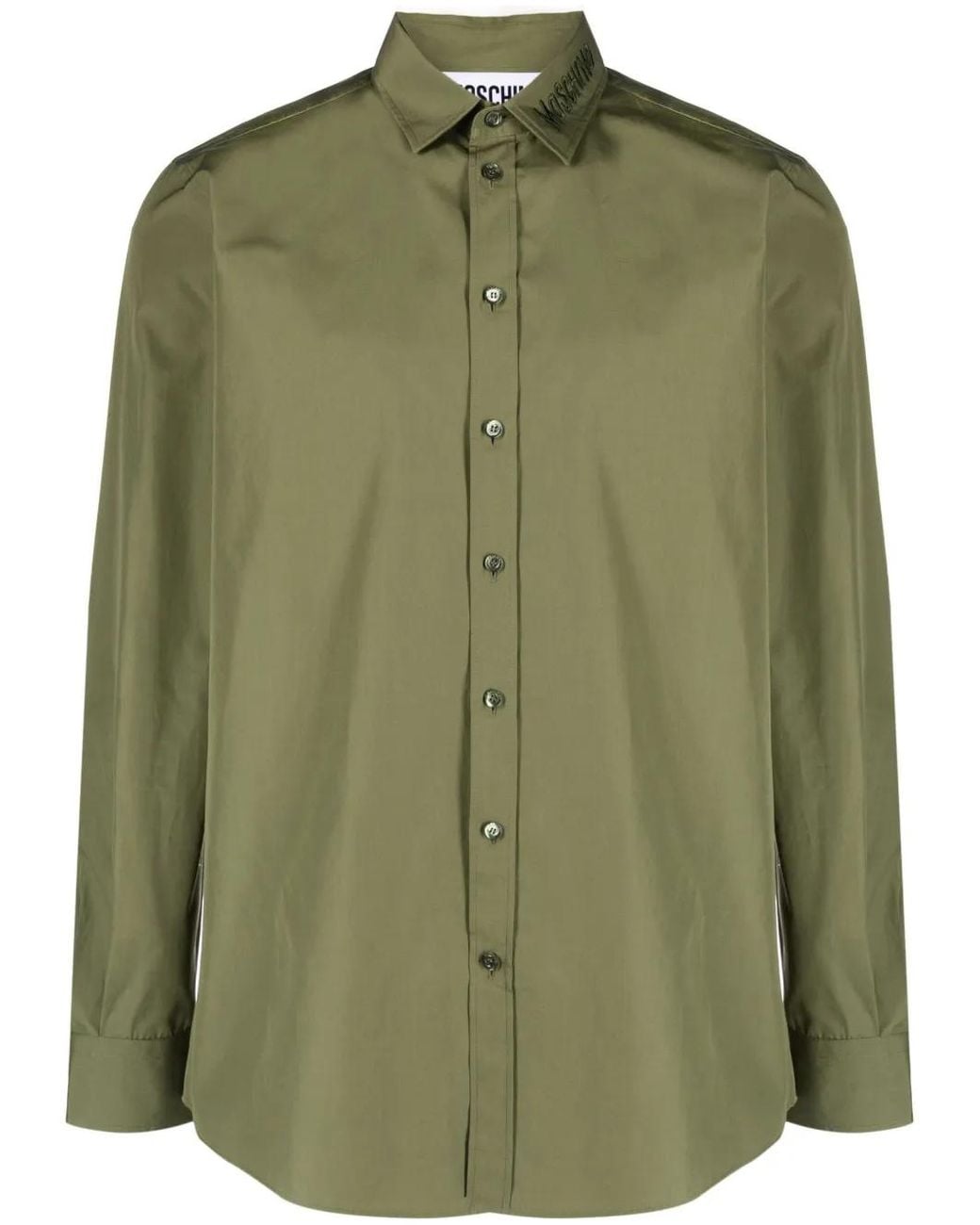 Moschino Green Long-Sleeve Cotton Shirt for men