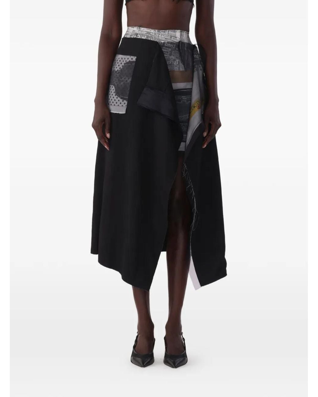 Jason Wu Black X Robert Rauschenberg Collage Sheephead-Artwork Midi Skirt