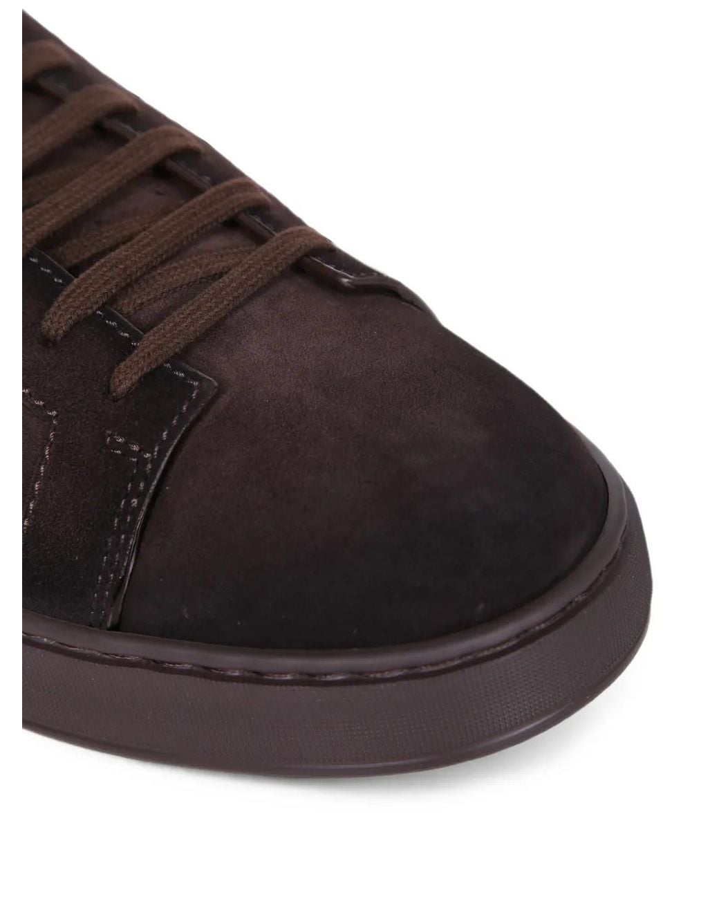 Santoni Brown Baskets En Daim À Lacets for men