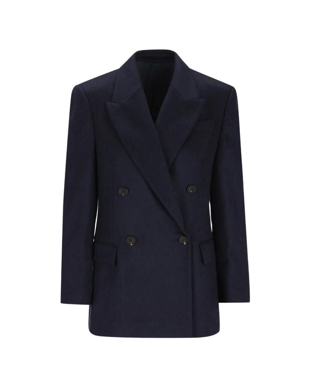 Brunello Cucinelli Blue Double-Breasted Peak-Lapels Blazer