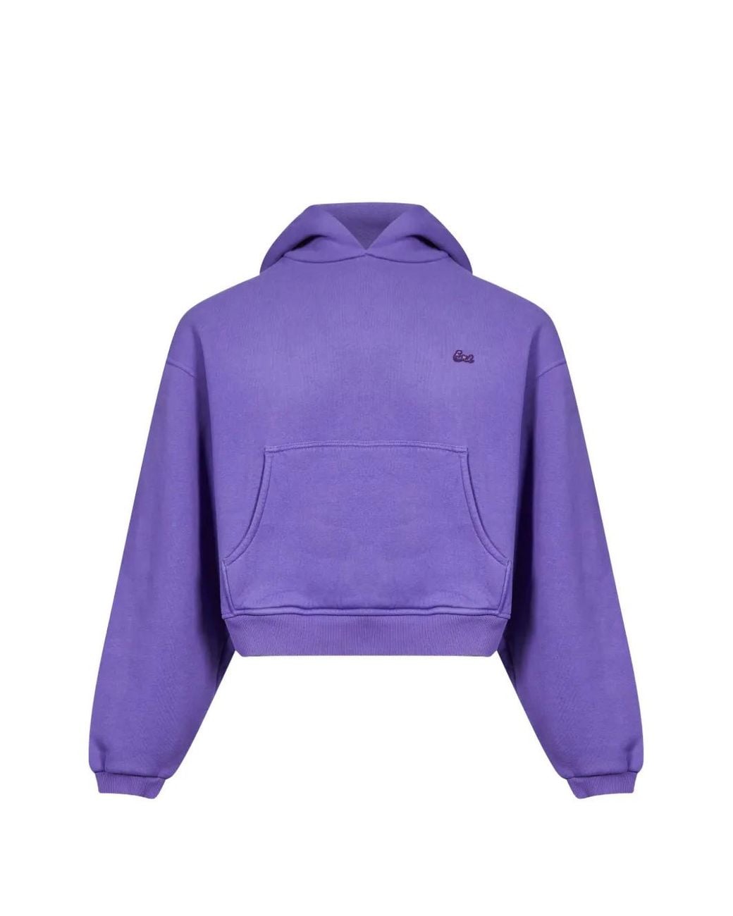 ERL Purple Logo-Embroidered Cropped Hoodie